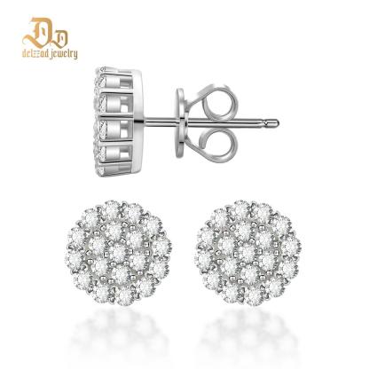 Iced Round Synthetic Moissanite Stud Earrings For Men Women Gift
