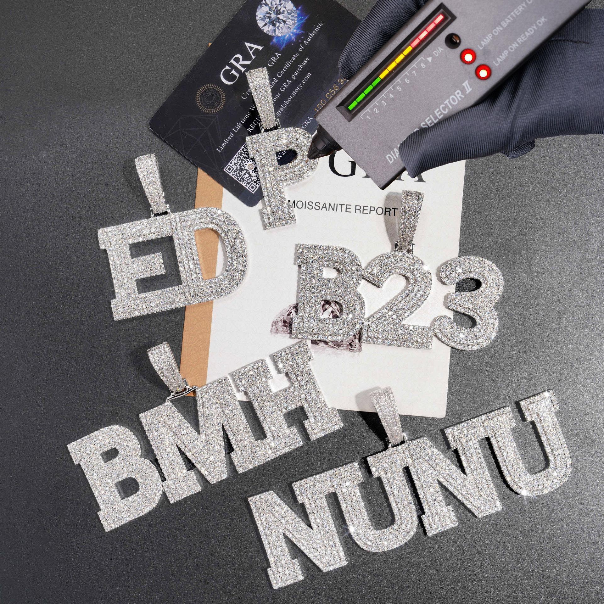 MOISSANITE MEDIUM SIZE ALPHBET LETTERS CHARM PENDANT