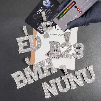 MOISSANITE MEDIUM SIZE ALPHBET LETTERS CHARM PENDANT