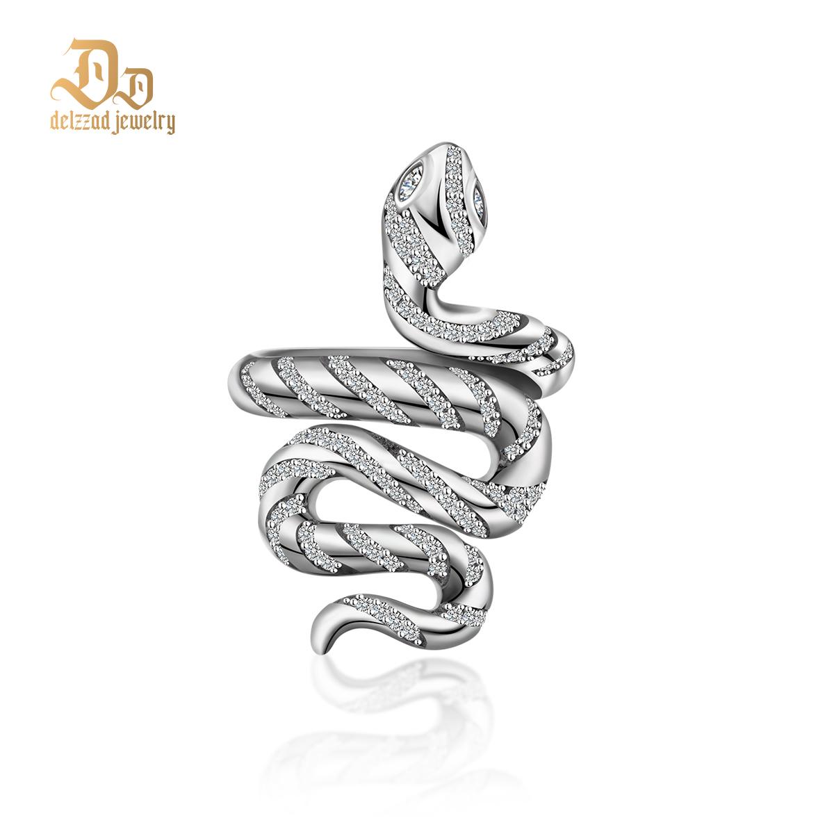 Serpentine Snaked Unisex Ring Moissanite & S925