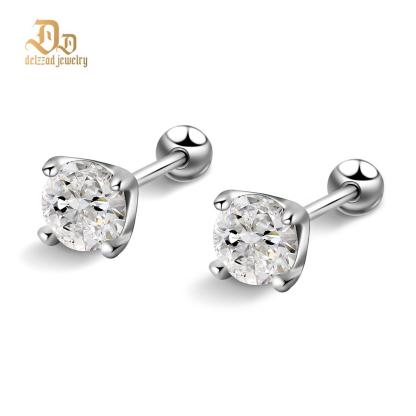 Delzzad S925 0.5ct Synthetic Moissanite Exquisite Hip Hop Solitaire Four-Prong Stud Earrings Anniversary Birthday Valentine's Day Gifts For Men Women