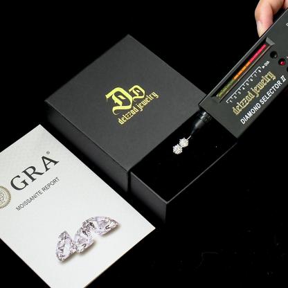 Delzzad S925 0.1-4ct Round Synthetic Moissanite Six Prong Solitaire Stud Earring Valentine's Day Gifts for Men Women