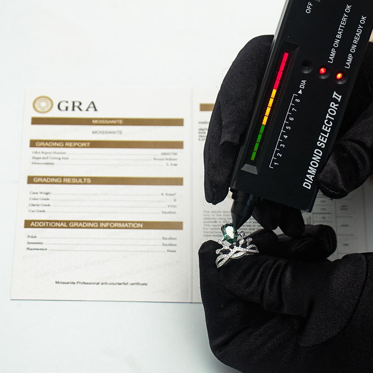 Delzzad 3ct Pear Synthetic Moissanite Tiara Ring In 925 Sterling Silver