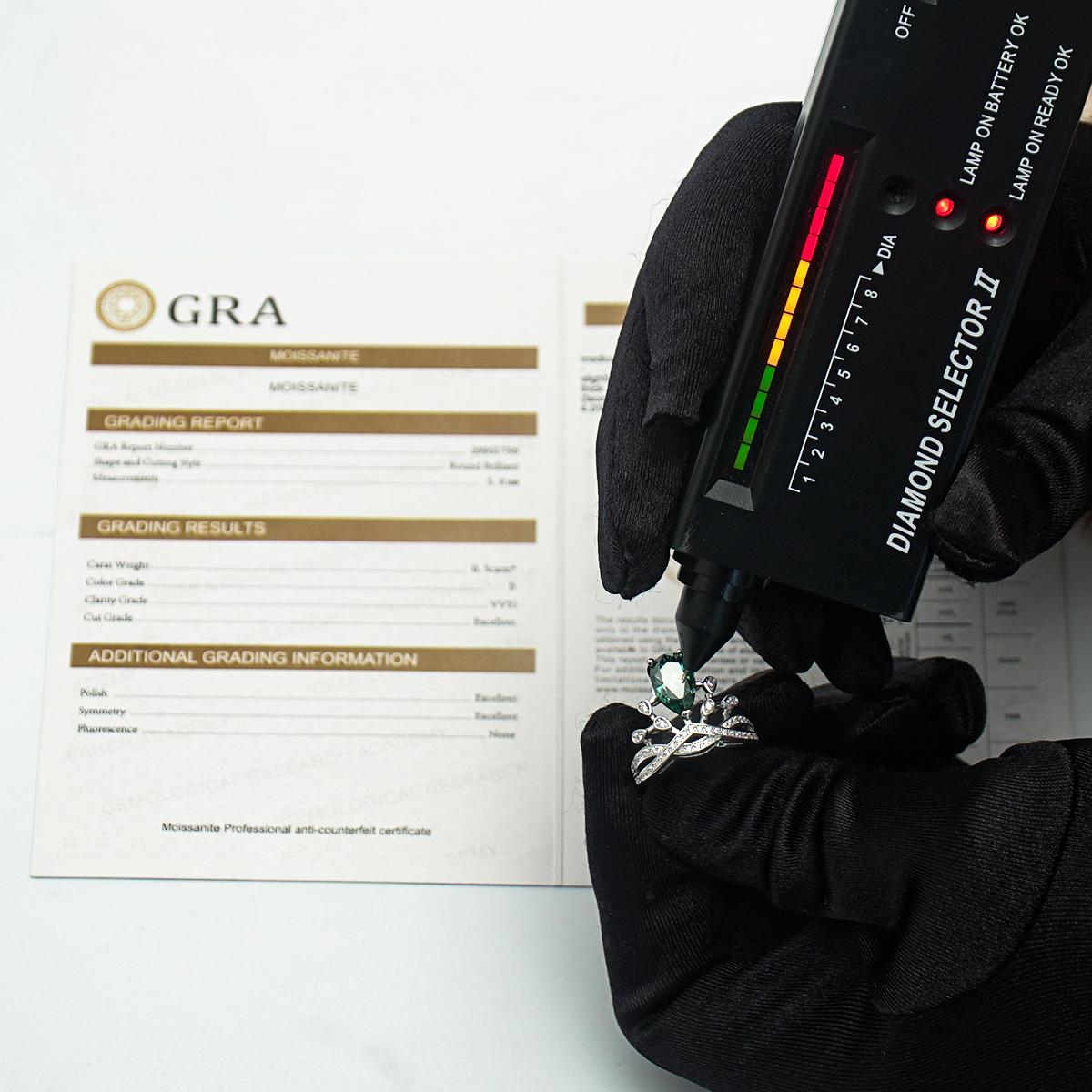 Delzzad 3ct Pear Synthetic Moissanite Tiara Ring In 925 Sterling Silver