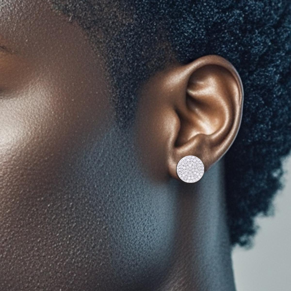 S925 Round VVS Synthetic Moissanite Stunning Iced Out Circle Shape Stud Earrings Birthday Valentine's Day Gifts