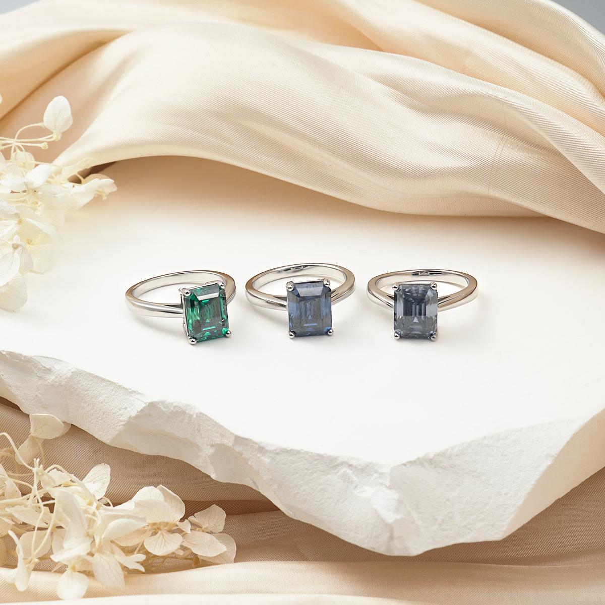 Delzzad 4ct Solitaire Prong Ring Octagon Synthetic Moissanite S925 Ring Band Jewelry Perfect Engagement Anniversary Gift for Men Women Wedding Set