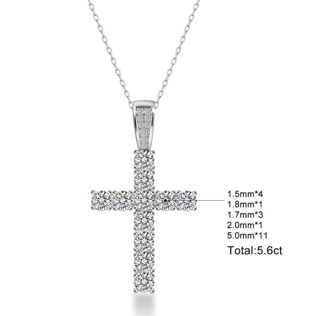 Unisex Classic Cross Pendant Necklace 925S & VVS Moissanite