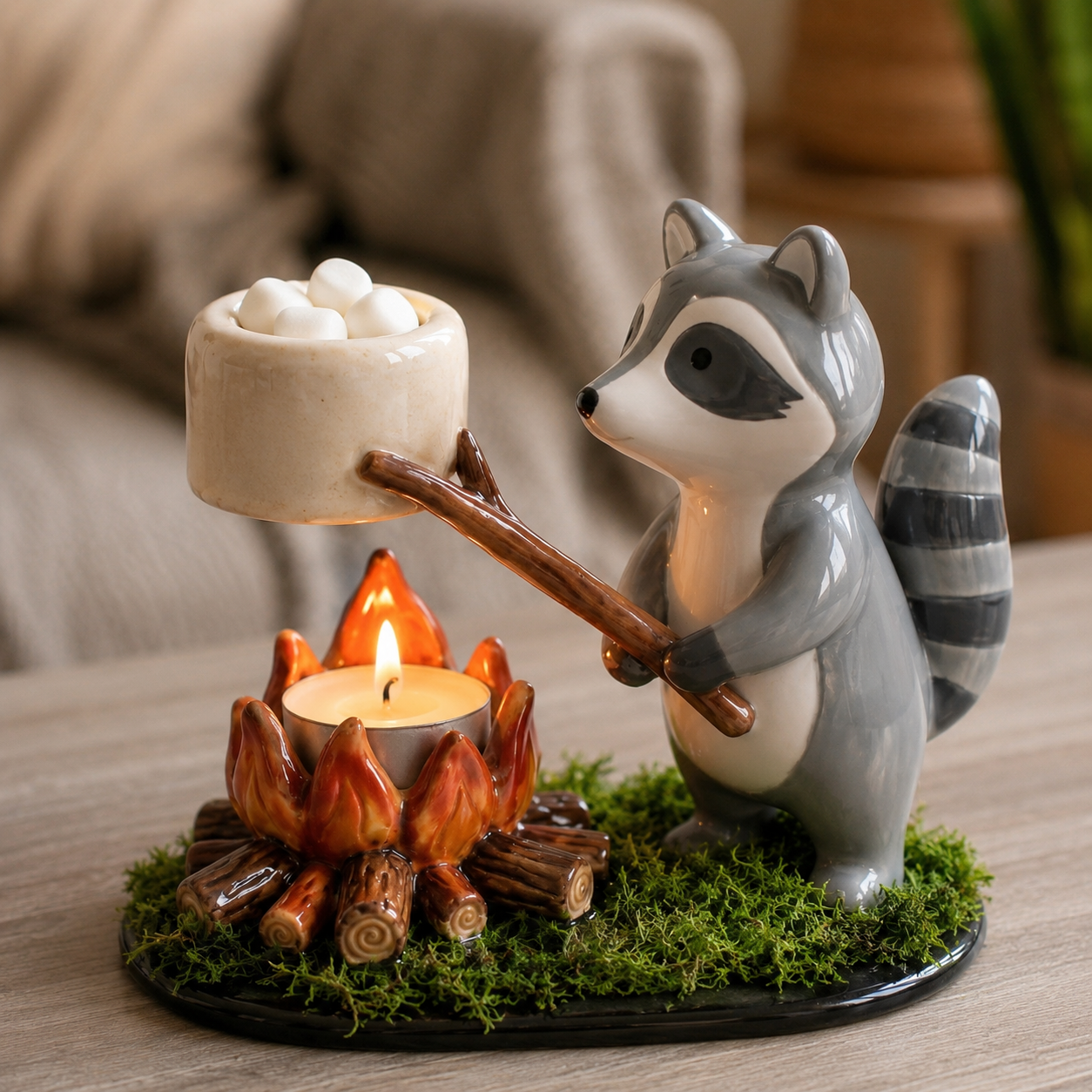 🕯️ Cozy Campfire Animal Wax Melt Warmer Decor