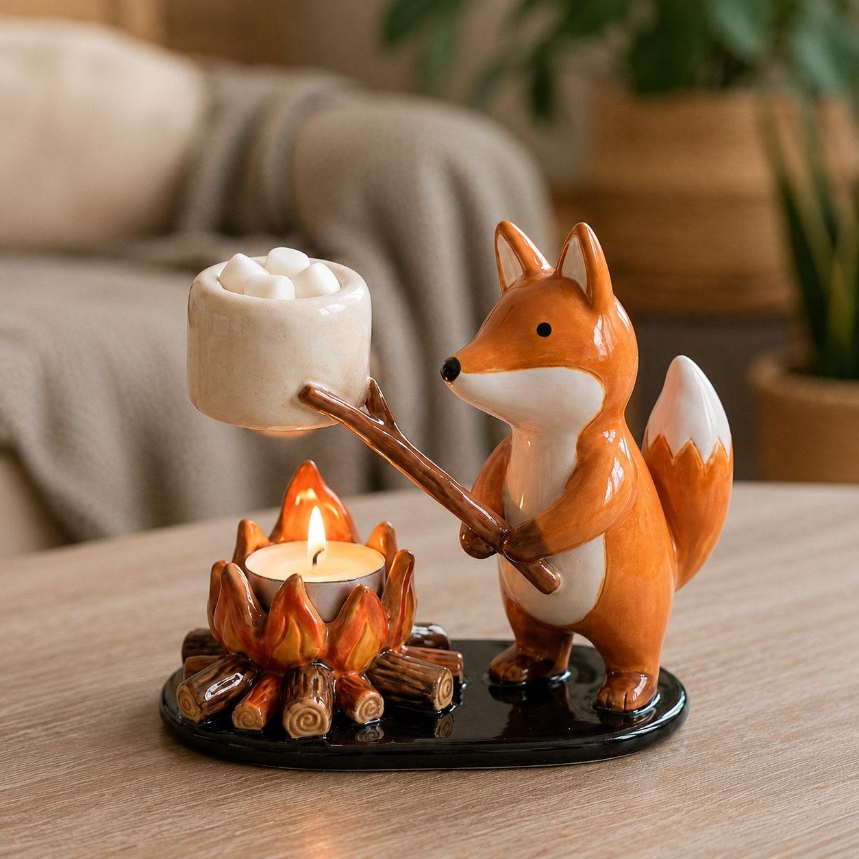 🕯️ Cozy Campfire Animal Wax Melt Warmer Decor