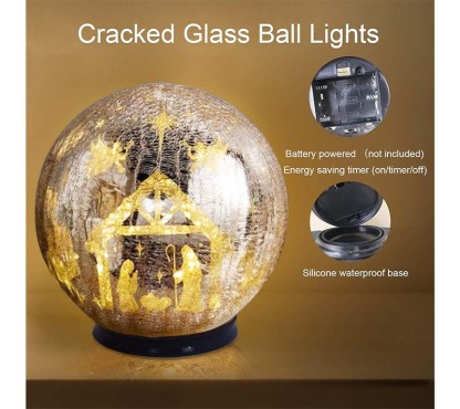 💕Hot sale 49% OFF💖8" Illuminated Crackle Glass Sphere with Hidden Scene