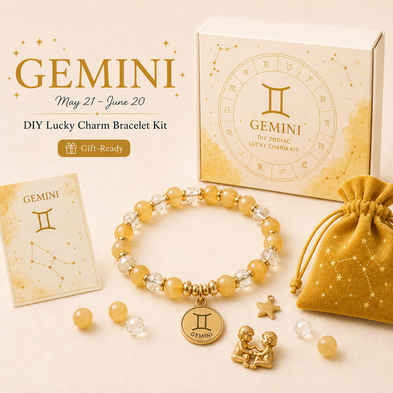 DIY Zodiac Lucky Charm Bracelet Kit ✨ Gift Ready Astrology Bracelet