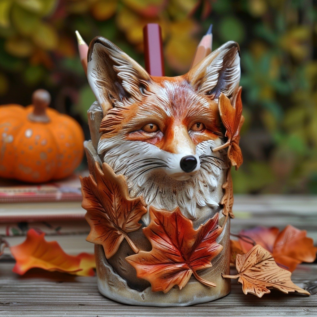 Autumn Animal Pen Holder