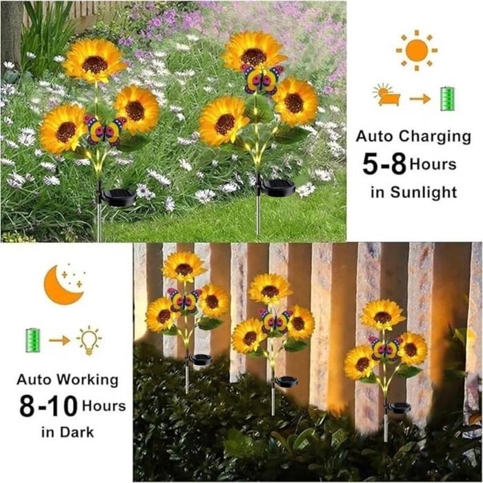 Solar Sunflower Garden Lights for Yard, Patio and Pathway