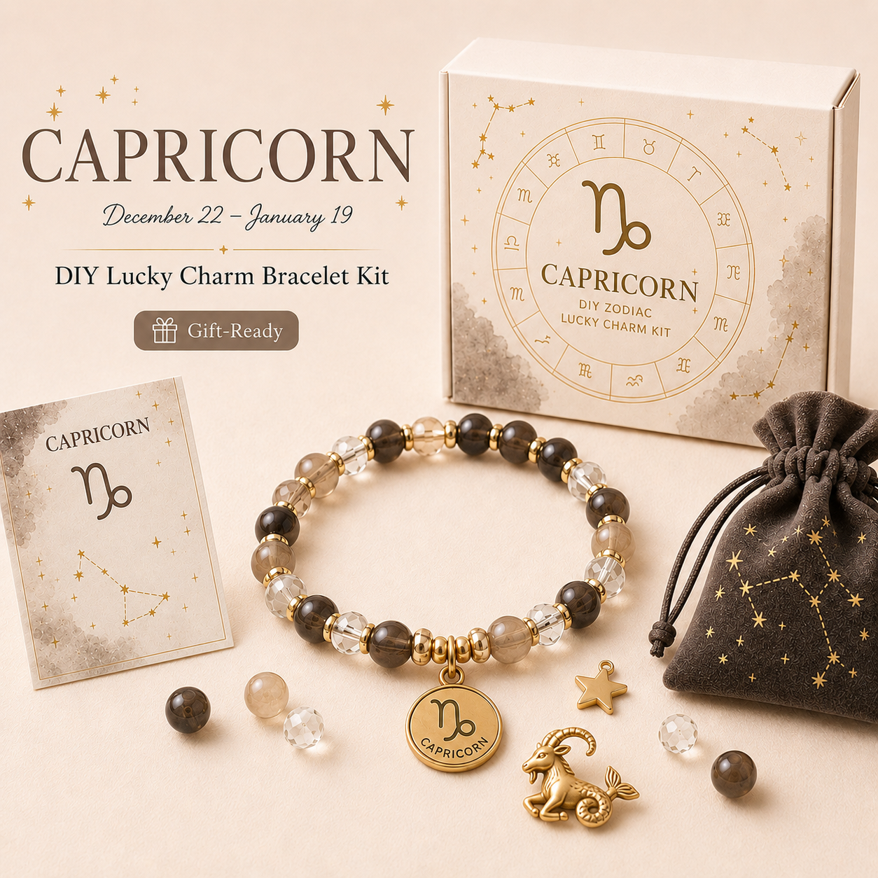 DIY Zodiac Lucky Charm Bracelet Kit ✨ Gift Ready Astrology Bracelet