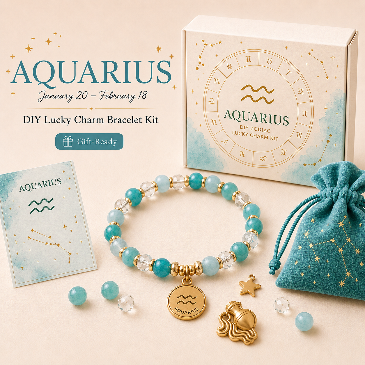 DIY Zodiac Lucky Charm Bracelet Kit ✨ Gift Ready Astrology Bracelet