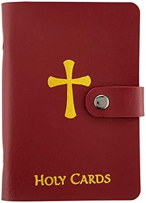 Catholic Faux Leather Holy Card Holder – Pocket Prayer Card Organizer with Snap Closure ✝