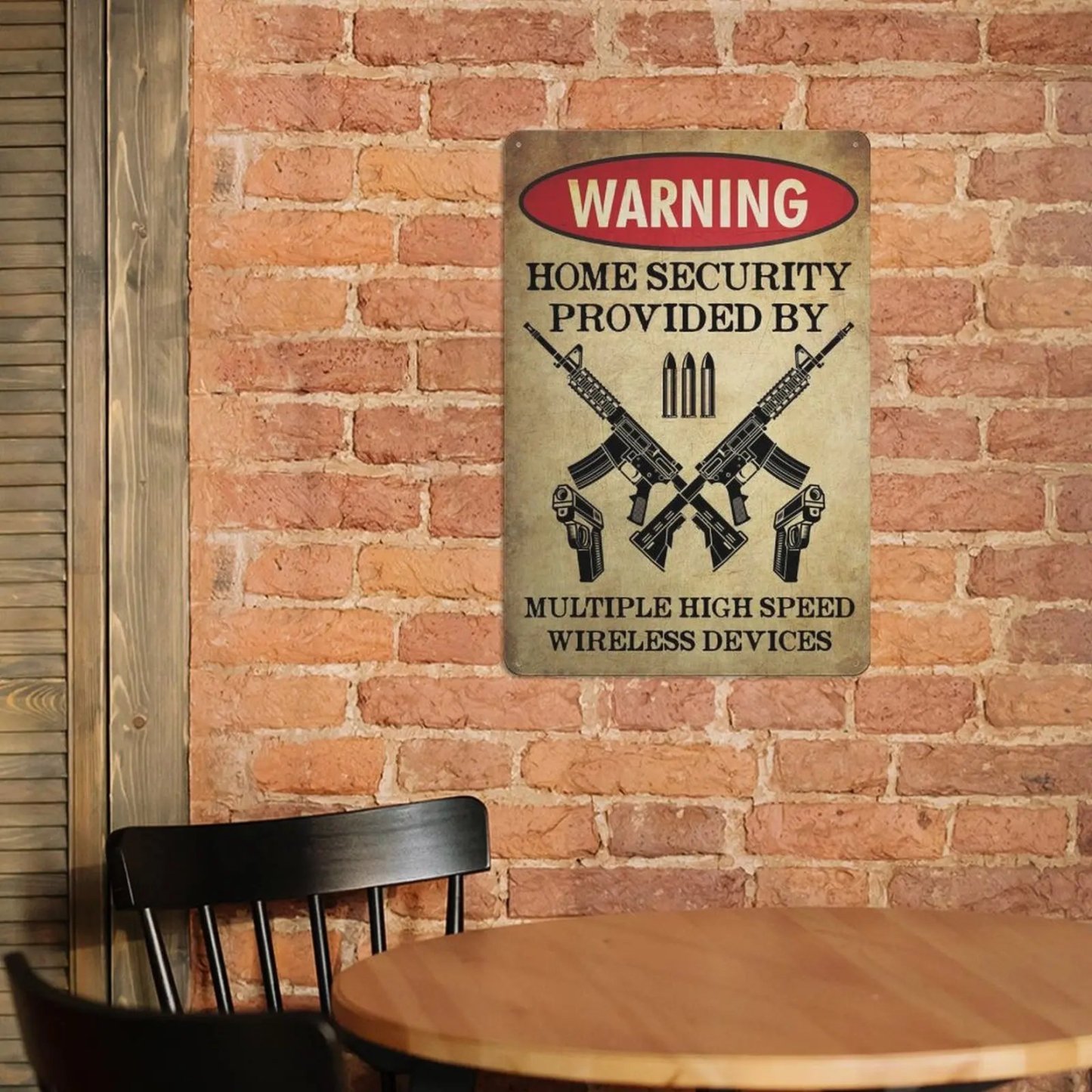 🏠 Home Security Provided By Multiple High Speed Wireless Devices | Tactical Metal Wall Sign
