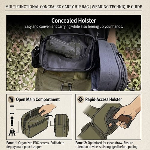 🔫🎒Multifunctional Concealed Carry Hip Bag with Rapid-Access Holster