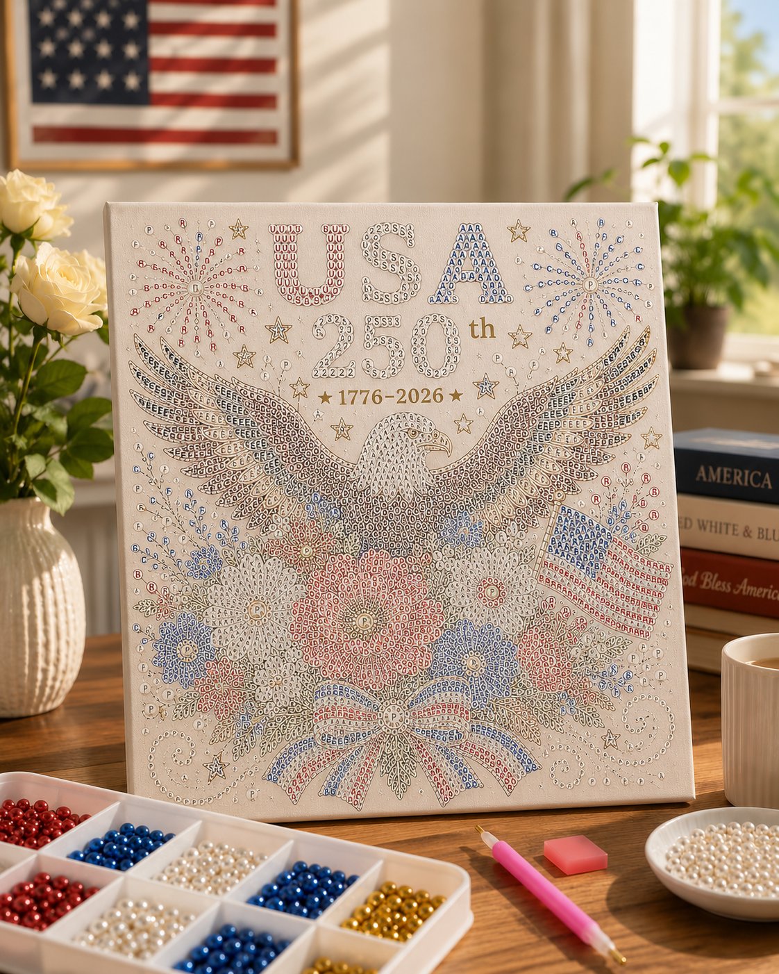 🇺🇸 USA 250th Anniversary DIY Pearl Painting Kit ✨❤️‍🔥