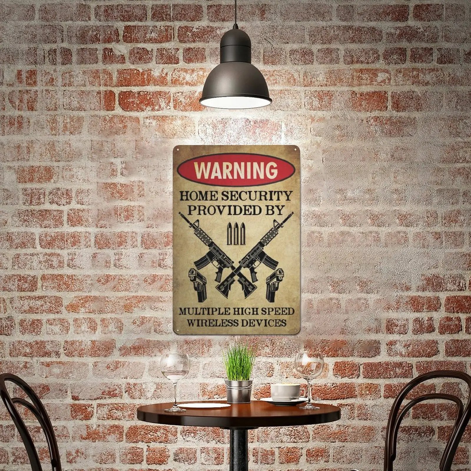 🏠 Home Security Provided By Multiple High Speed Wireless Devices | Tactical Metal Wall Sign