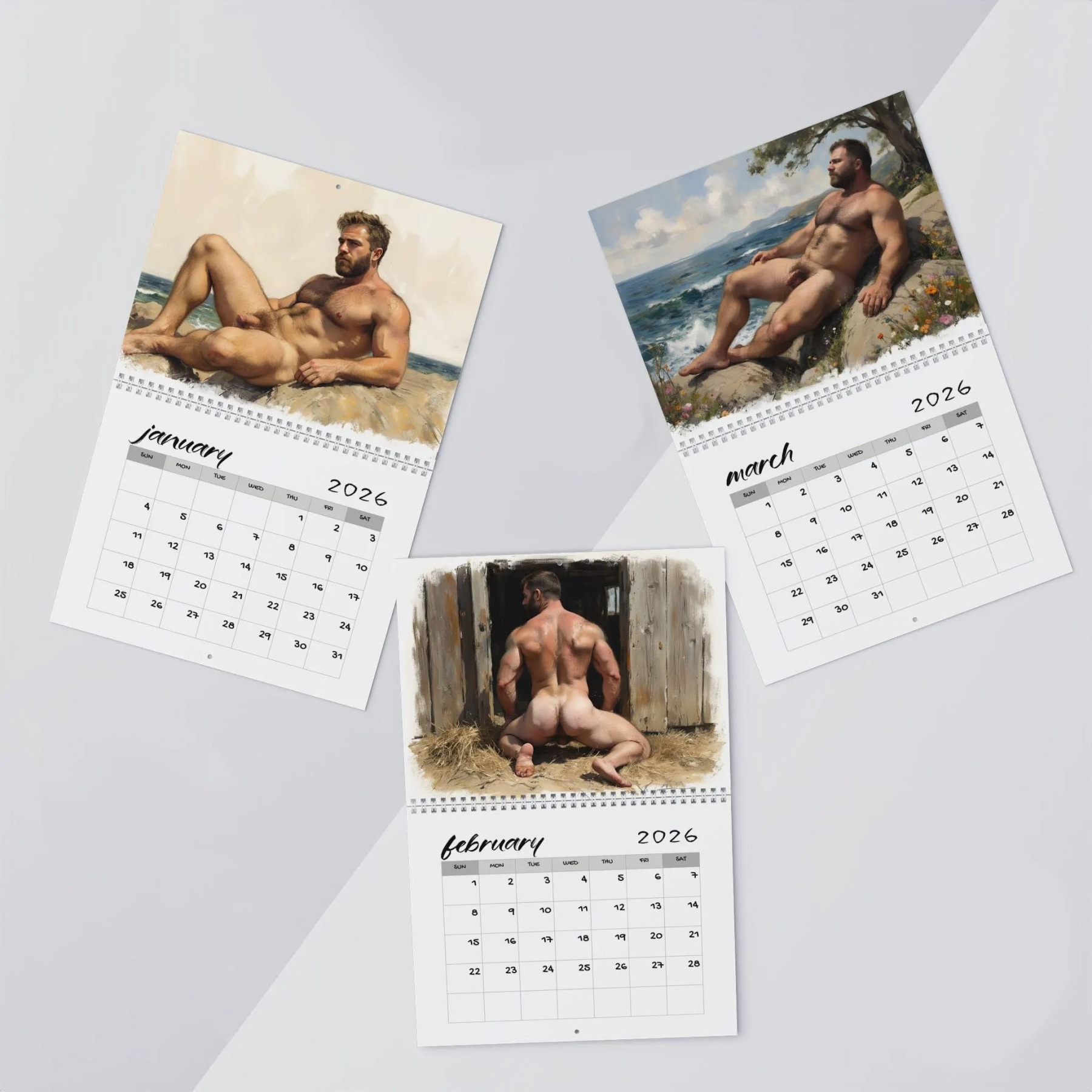 🔥 Strokes of Desire 2026 Calendar – 12 Months of Bold Masculinity