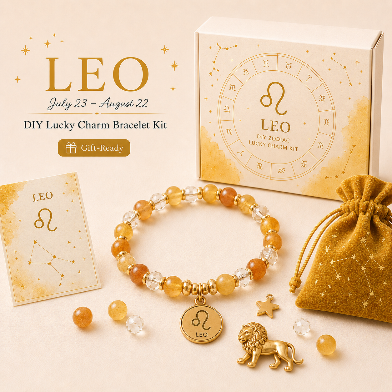 DIY Zodiac Lucky Charm Bracelet Kit ✨ Gift Ready Astrology Bracelet