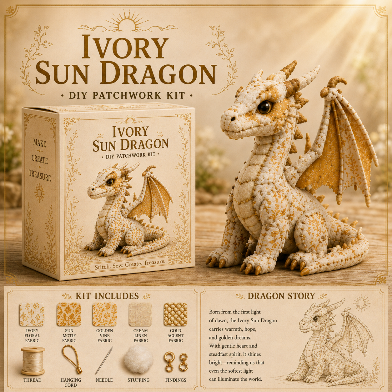 🐉 Royal Patchwork Dragon DIY Kit · Stitch Your Own Fantasy Guardian