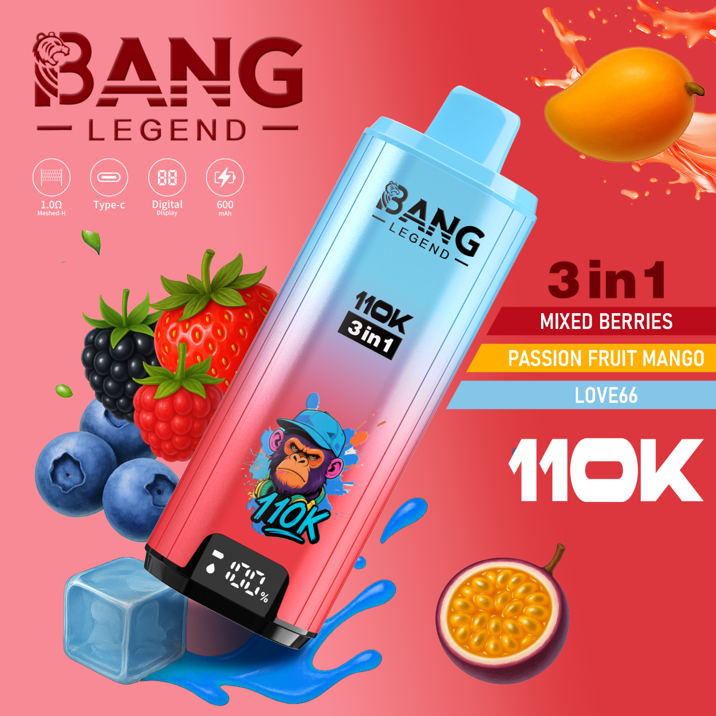 Bang Legend 110K Puffs 3 in 1 Flavors Disposable Vape