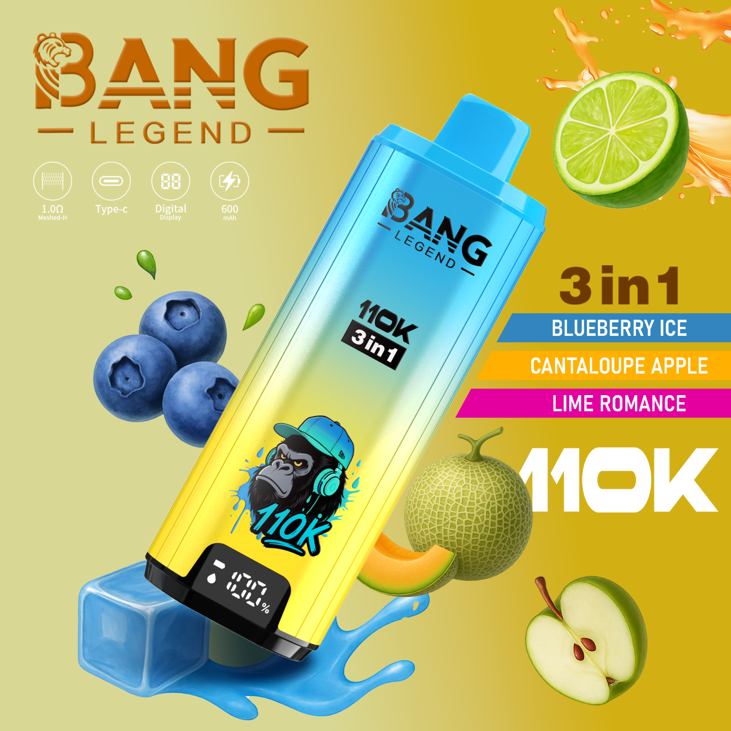 Bang Legend 110K Puffs 3 in 1 Flavors Disposable Vape