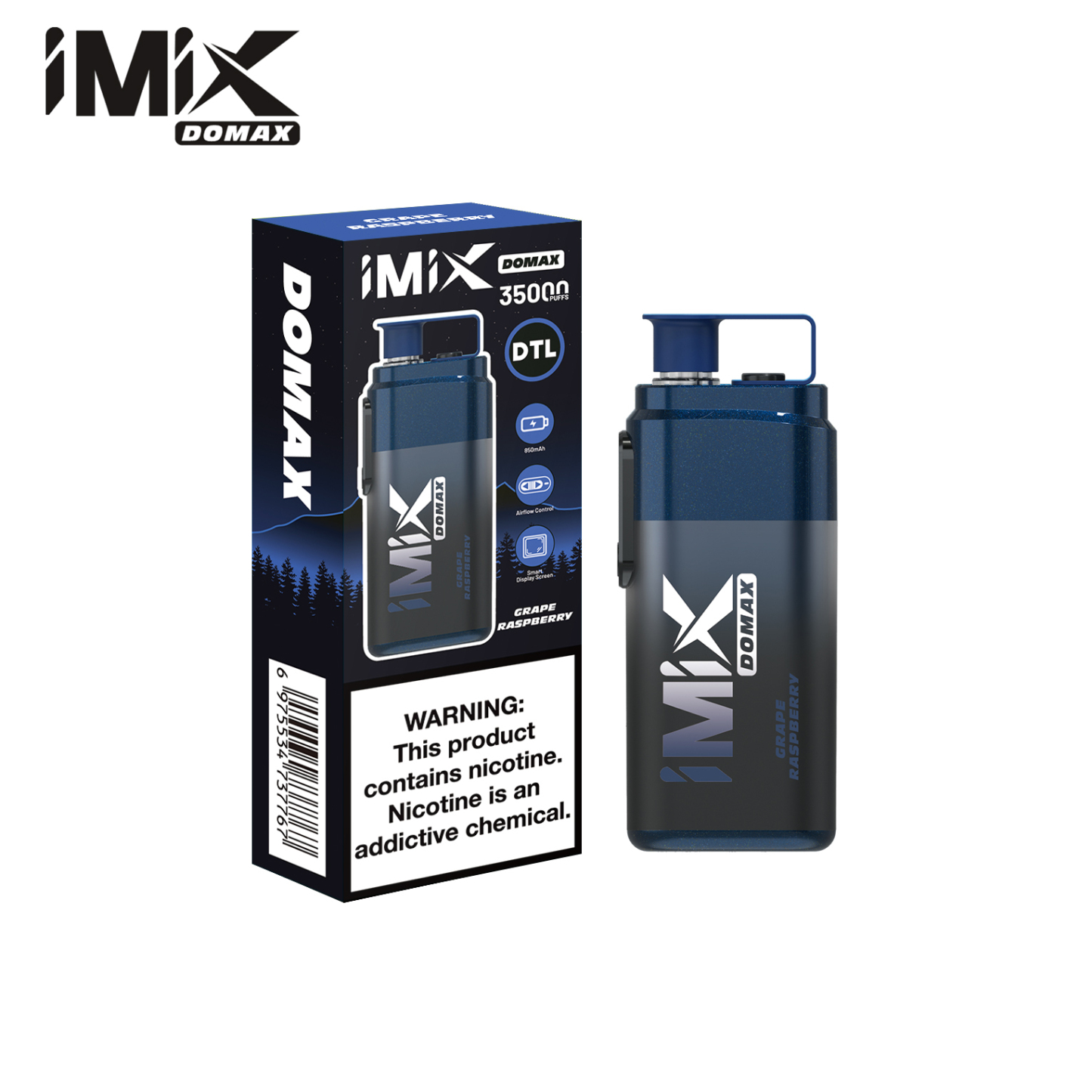 IMIX DOMAX 35000 PUFFS - GRAPE RASPBERRY-kamrytechvape 3