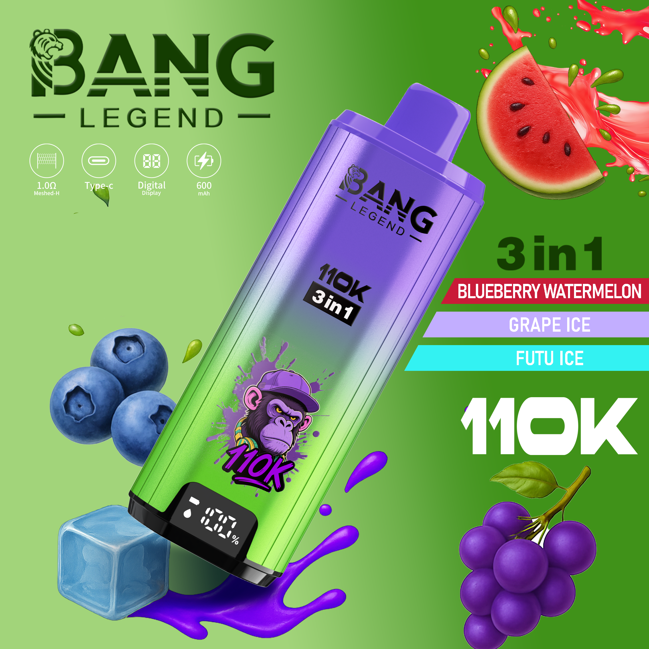 Bang Legend 110K Puffs 3 in 1 Flavors Disposable Vape