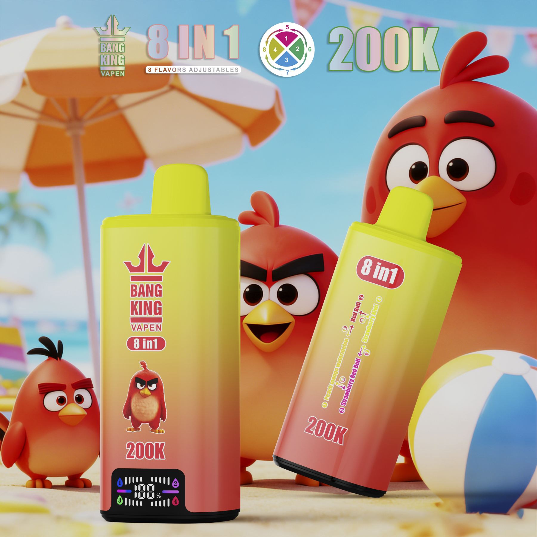 Bang King 200K 8-in-1 Disposable Vape | 200,000 Puffs | Angry Birds–inspired theme design