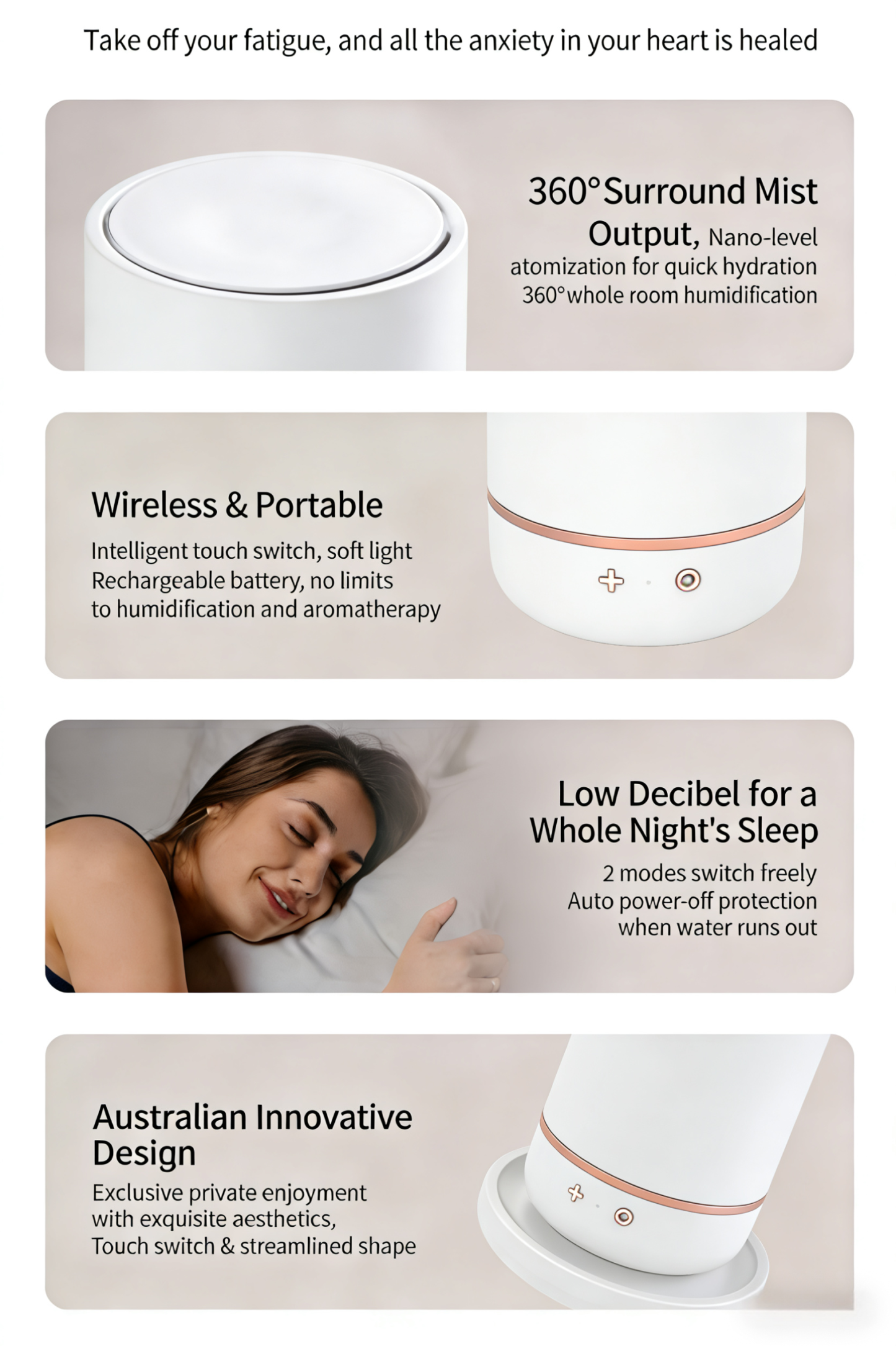 360° Essential Oil Diffuser | Non-Toxic PP Tank & Soft Night Light