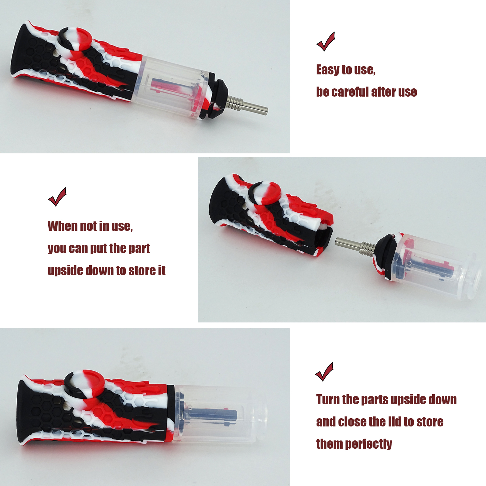 The specially designed silicone honey straw is equipped with a titanium alloy tool.