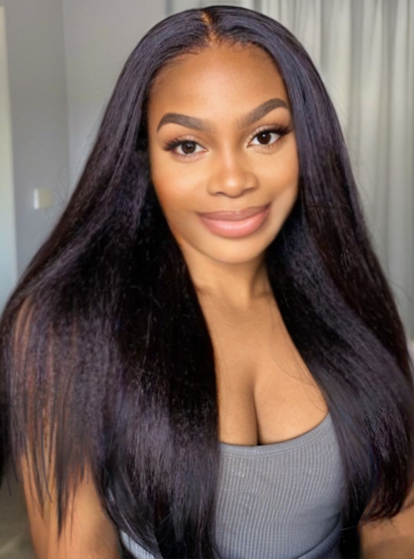 Black Kinky Straight Lace Front Wig