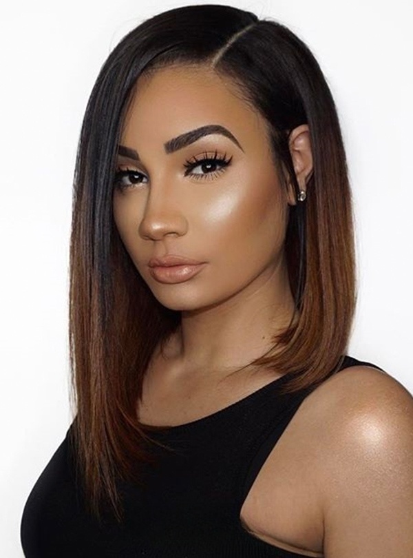 Brown Ombre Shoulder Length Bob Lace Front Wig