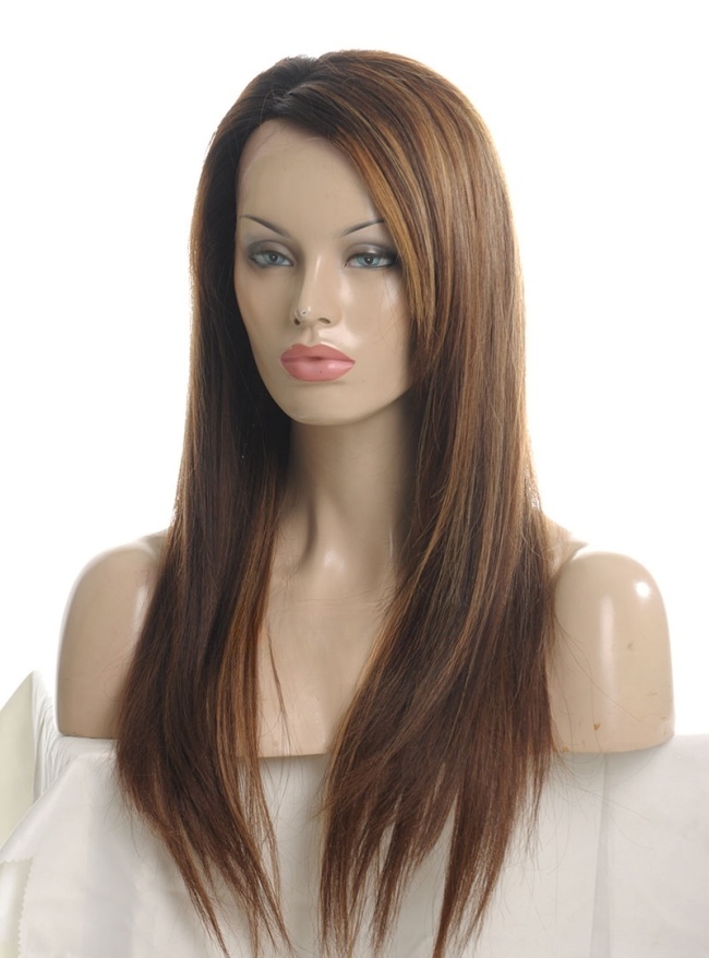 Layered Straight Blonde Highlights Lace Front Wig