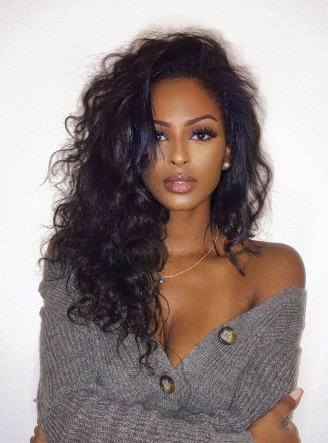 Natural Hair Color Curly Lace Front Wig