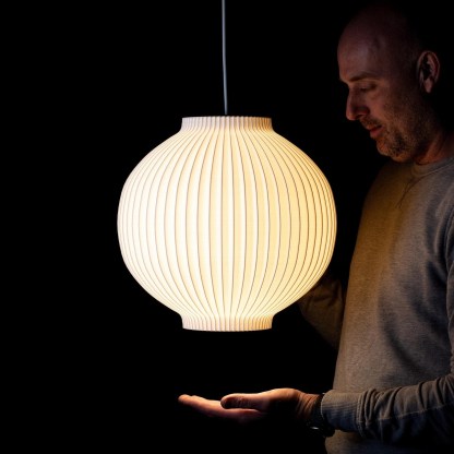 Pendant Light White - Hanging Lamp - Modern Light Fixture -Round Ceiling Lamp -Lampshade - Minimalist style -Housewarming Gift- 35 CM/14 IN.