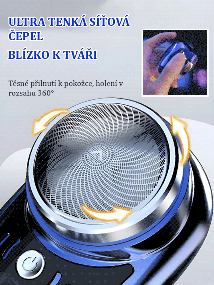 Kompaktní elektrický holící strojek pro muže