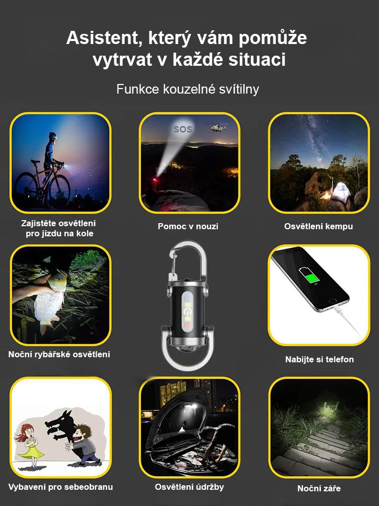【Super jasné】přívěsek na klíče s LED svítilnou