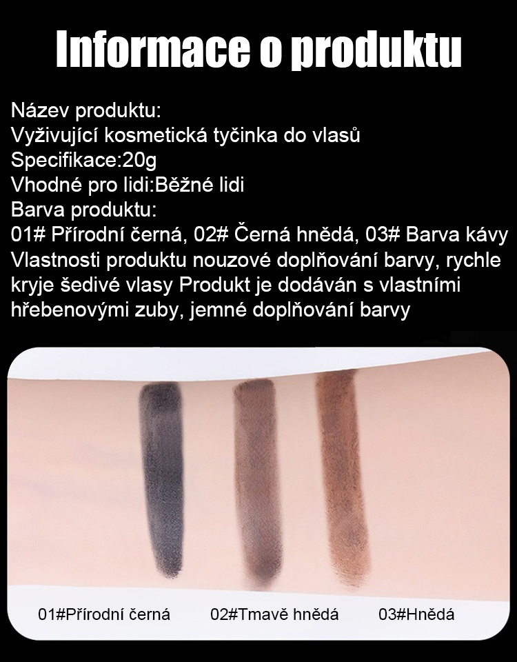 Voděodolný, odolný proti potu, bílé vlasy blokující barvení tyčinky