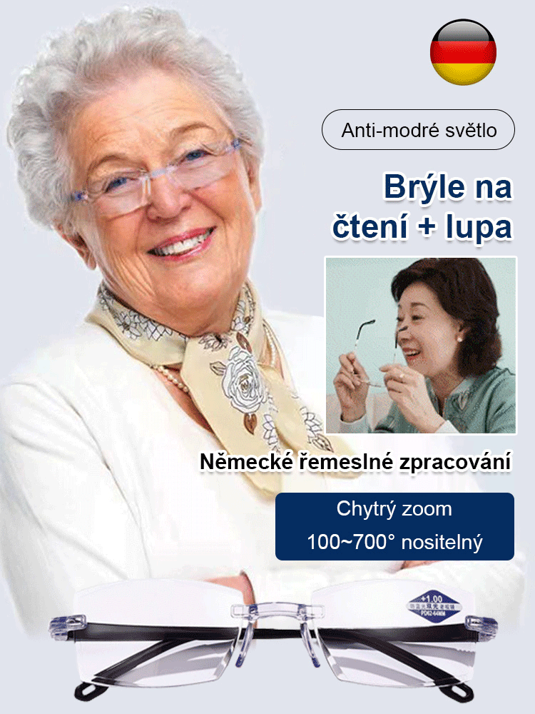 Krátkozrakost + Dalekozrakost + brýle na čtení + sluneční brýle