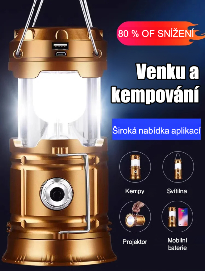 Vodotěsná multifunkční solární lampa