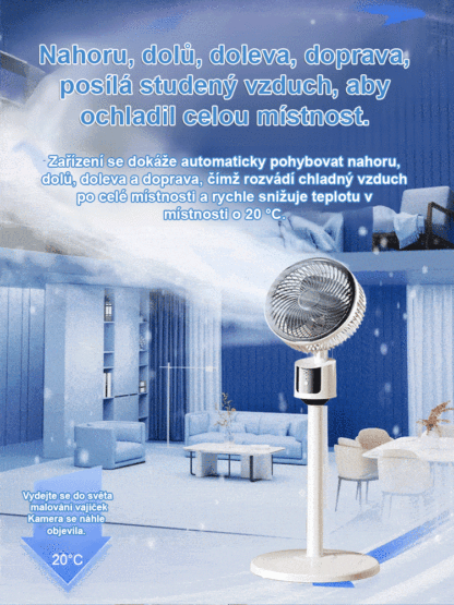 Mimořádně tichý energeticky úsporný cirkulační ventilátor od podlahy ke stropu