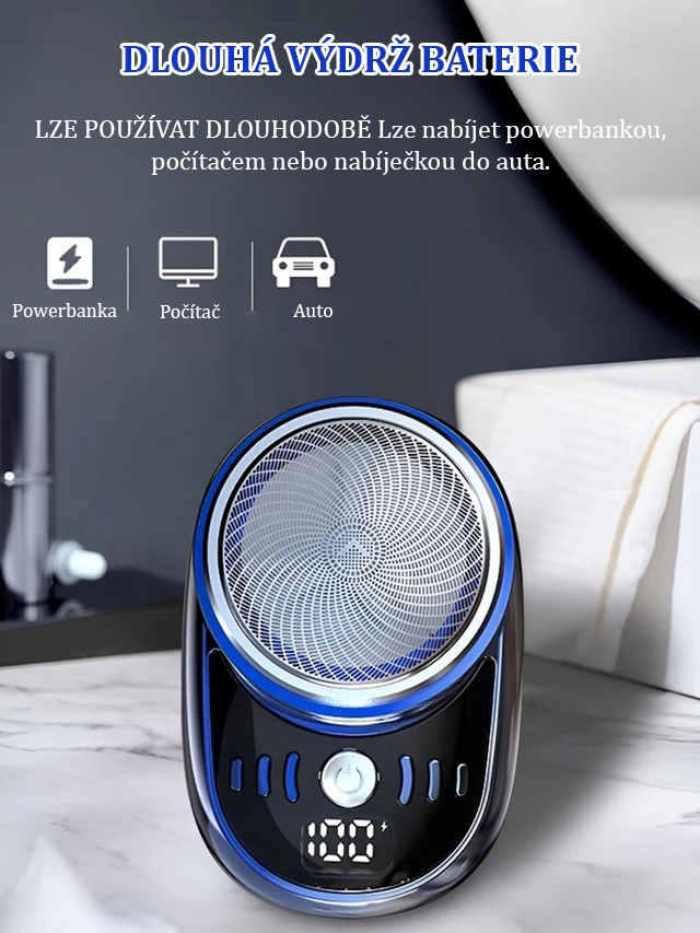 Kompaktní elektrický holící strojek pro muže