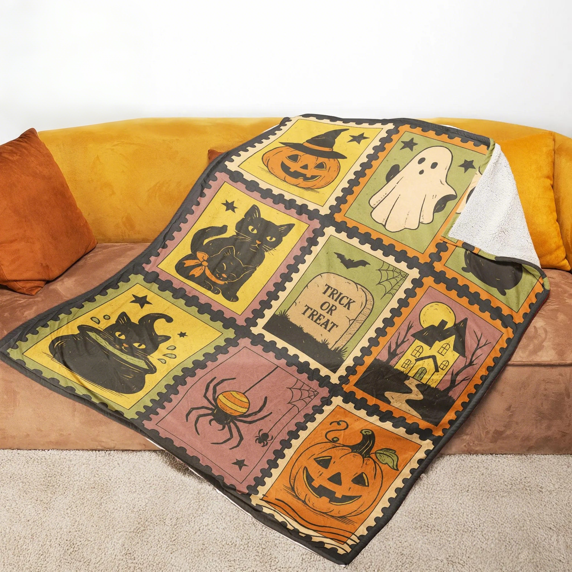 Retro Halloween Fleece Blanket