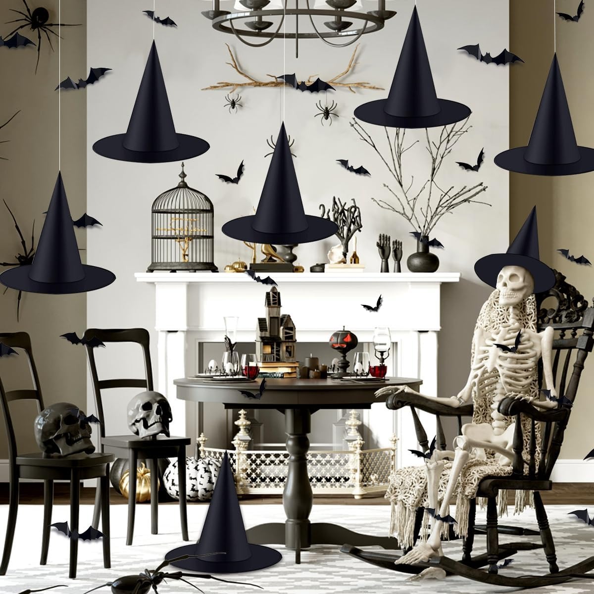 6 PCS Hanging Witch Hat Decor Halloween Party Kit