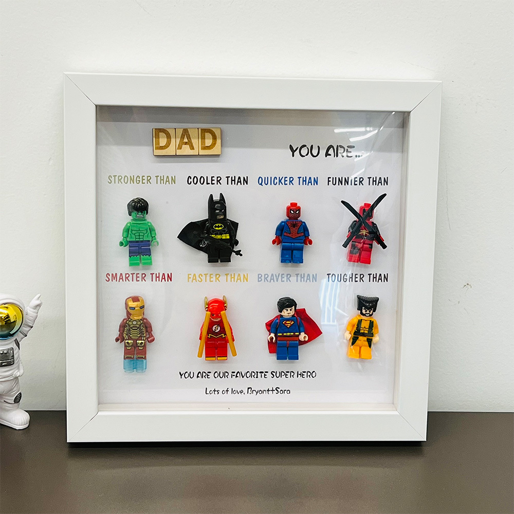 Dad You Are Our Favorite Superhero-Custom 8 Superhero Figures Led Light Box Frame