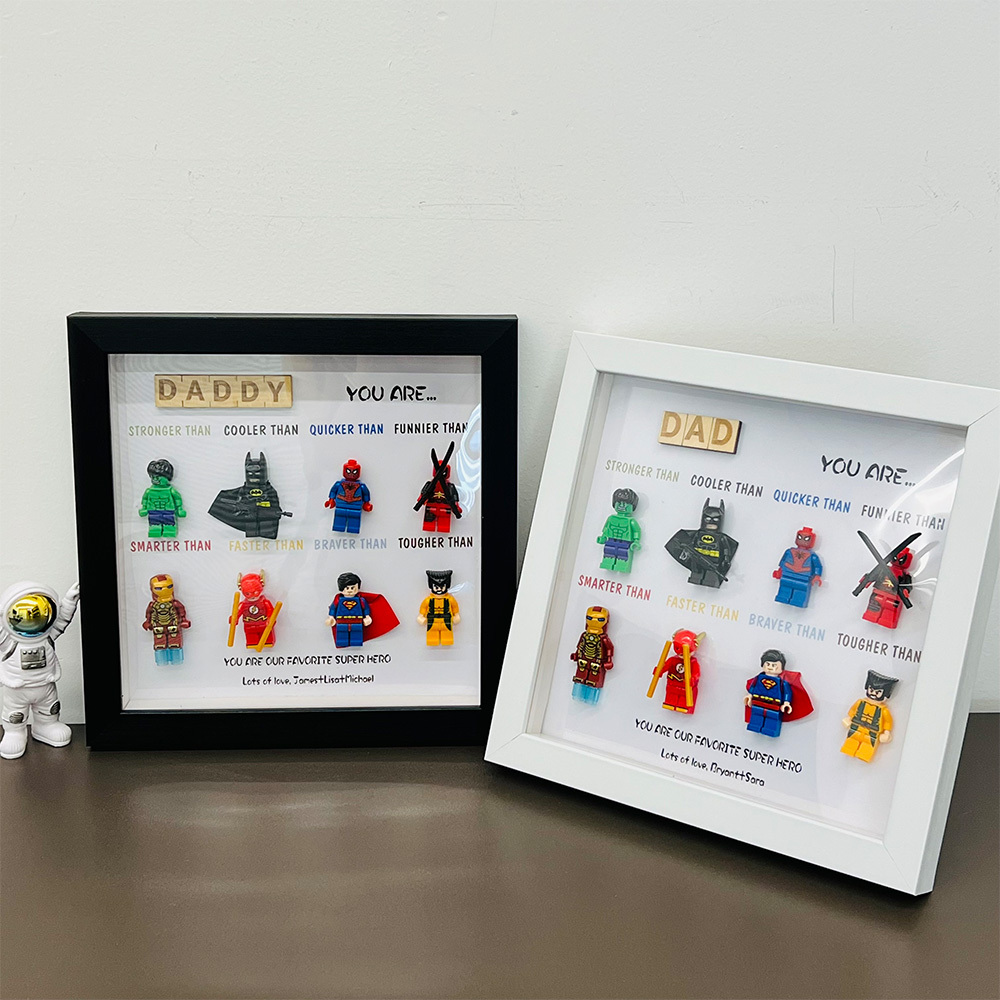 Dad You Are Our Favorite Superhero-Custom 8 Superhero Figures Led Light Box Frame